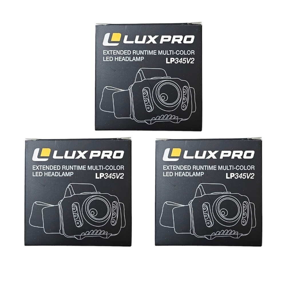 Lux-Pro 303-Lumen LED Headlamp Multi-Function 6 Settings New Lot of 3
